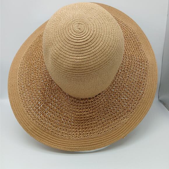 NWT J. CREW One Size Packable Wide Brim Dusty Dune Textured Summer Straw Hat Tan - Picture 2 of 10